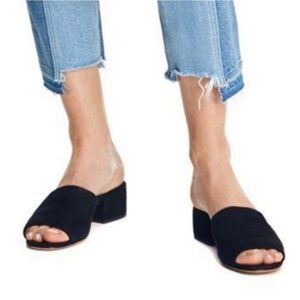 VINCE Rachelle Black Suede Block Heel Slide Size 37 7